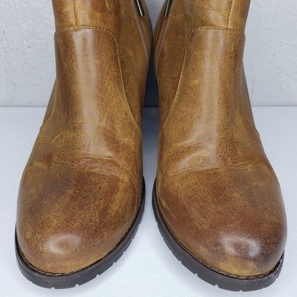 Clarks Indigo Women’s Distressed Brown Leather Ankle Boots Heels Sz US 11M - Picture 2 of 14
